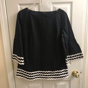 Talbots black and white blouse